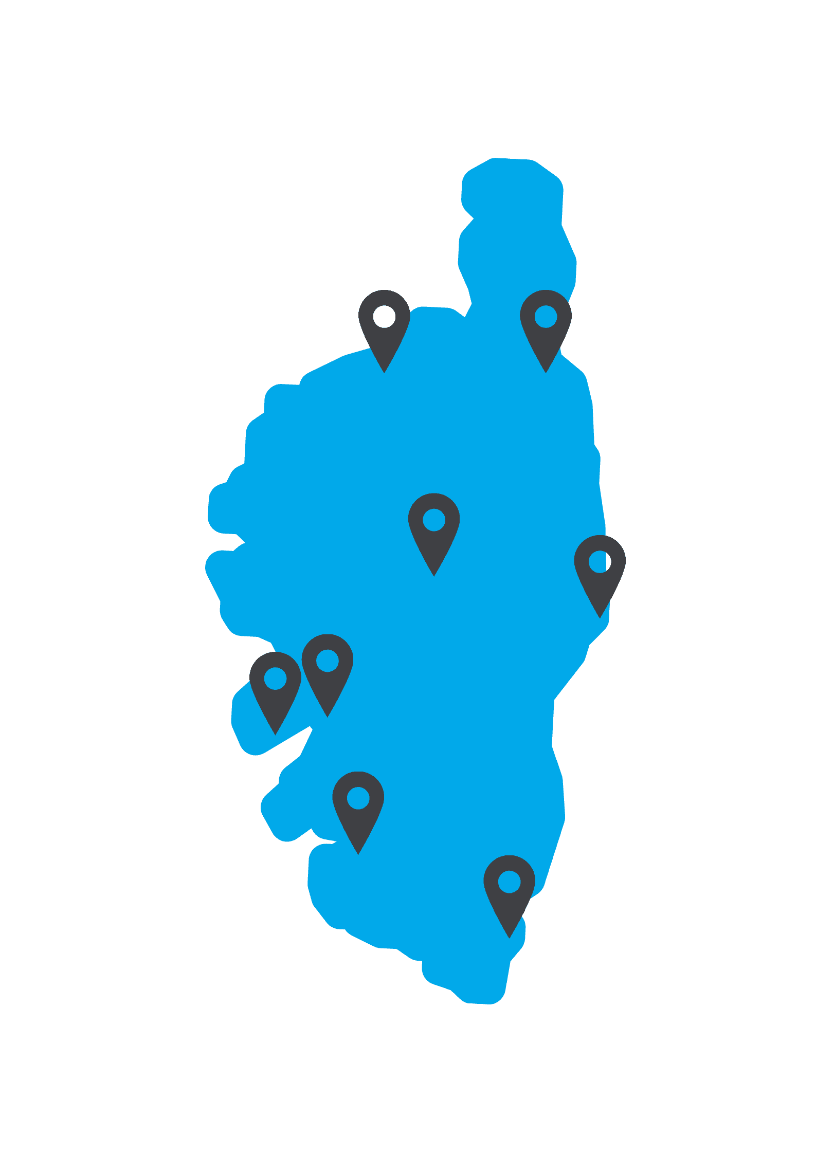 Carte des 8 agences AZ Habitat en Corse